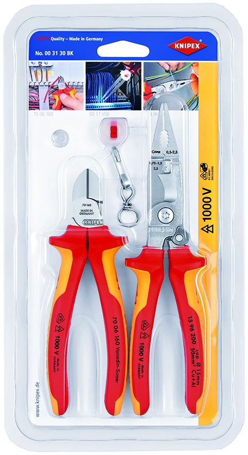 Knipex 00 31 30 BK 2 Piece VDE Side Cutter Installation Pliers & LED Set 3 Knipex 00 31 30 BK 2 Piece VDE Side Cutter Installation Pliers & LED Set