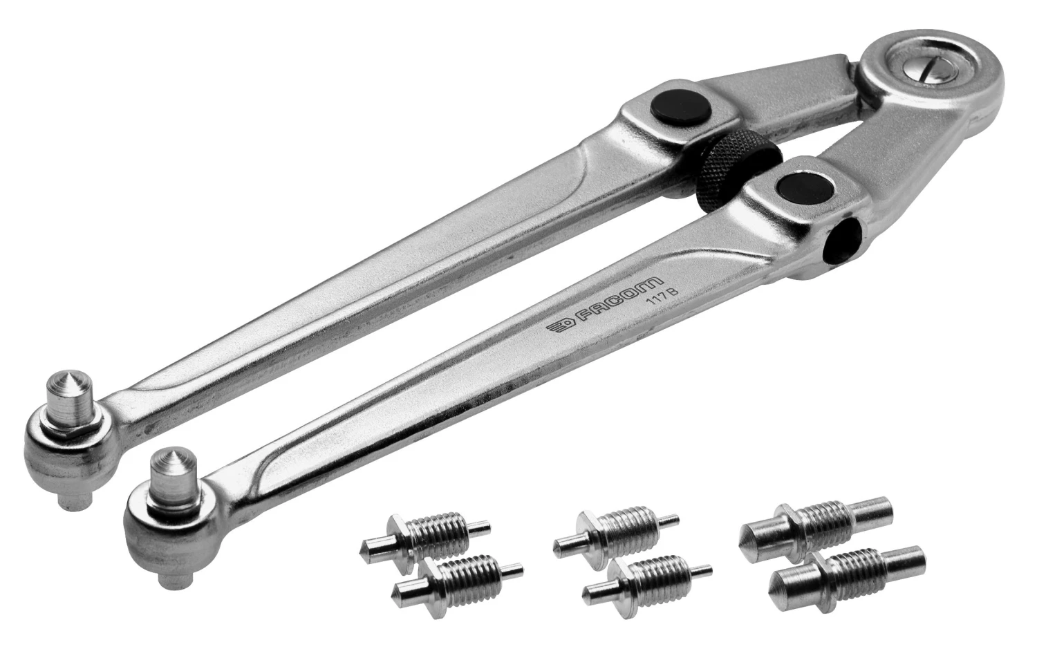Facom 117.B Pin Wrench For Nuts With Top Holes. 8 Sizes 2.5 - 9mm Pins 3 Facom 117.B Pin Wrench For Nuts With Top Holes. 8 Sizes 2.5 - 9mm Pins
