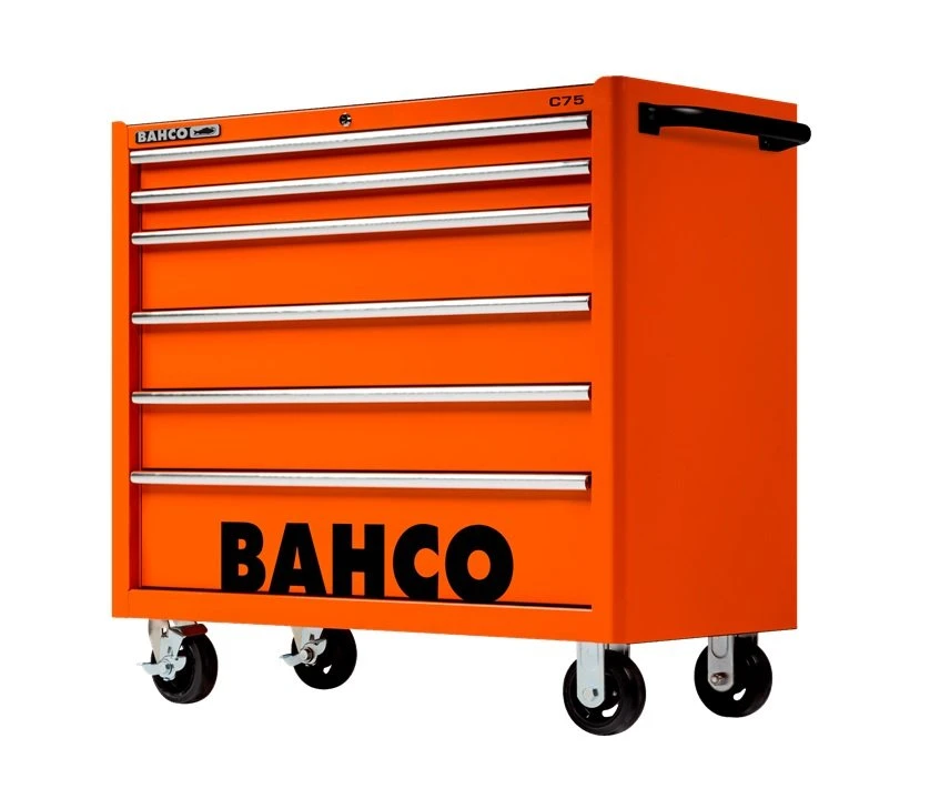 Bahco 1475KXL6 C75 40" 6 Drawer Mobile Roller Cabinet Orange 3 Bahco 1475KXL6 C75 40" 6 Drawer Mobile Roller Cabinet Orange