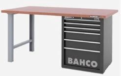 Bahco 1495KH8BKWB18TD Heavy Duty Low Height MDF Top Workbench With 8 Drawer Black Cabinet 1800mm Long