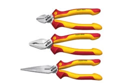 Wiha 38637 3 Piece VDE Side Cutter, Combination &amp; Long Nose Plier Set