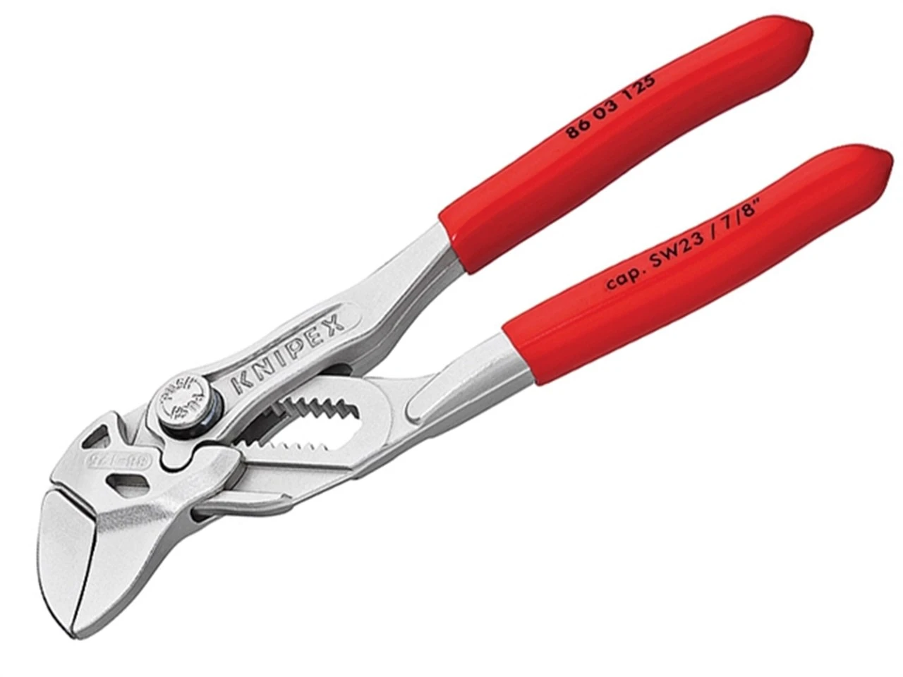 Knipex 86 03 125 Lock Button Waterpump Slip Joint Pliers Wrench PVC Grip 125mm (23mm Capacity) 3 Knipex 86 03 125 Lock Button Waterpump Slip Joint Pliers Wrench PVC Grip 125mm (23mm Capacity)