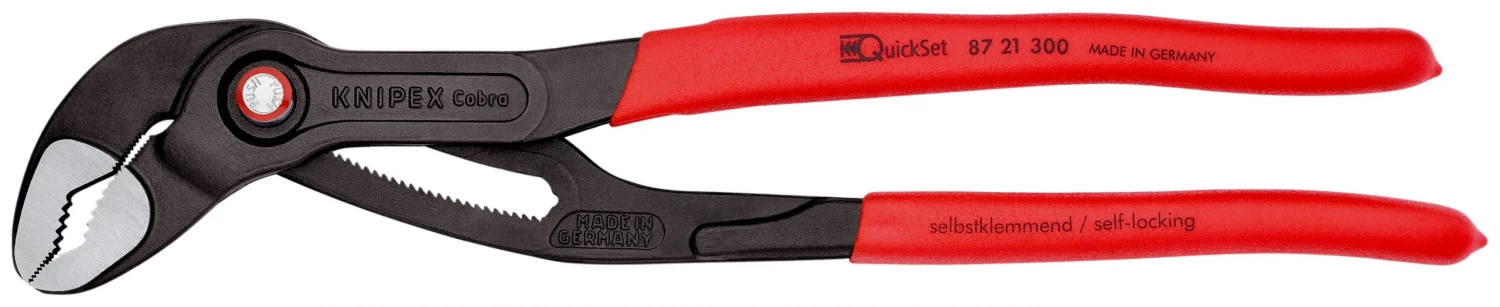 Knipex 87 21 300 Cobra® Quickset Push Button Waterpump Pliers 300mm (60mm Capacity) 3 Knipex 87 21 300 Cobra® Quickset Push Button Waterpump Pliers 300mm (60mm Capacity)