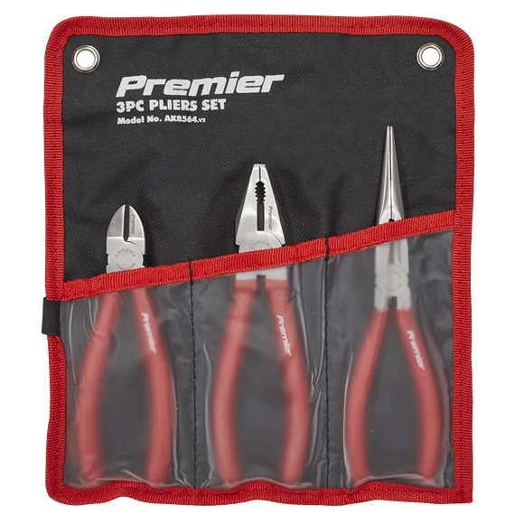 Sealey AK8564 Pliers Set 3 Piece Long Nose, Combination & Diagonal Cutters (Snips) 5 Sealey AK8564 Pliers Set 3 Piece Long Nose, Combination & Diagonal Cutters (Snips) - Image 3