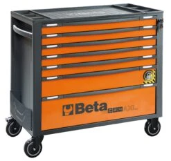 Beta RSC24AXL/7-O 7 Drawer Extra Long Mobile Roller Cabinet With Anti-Tilt System - Orange