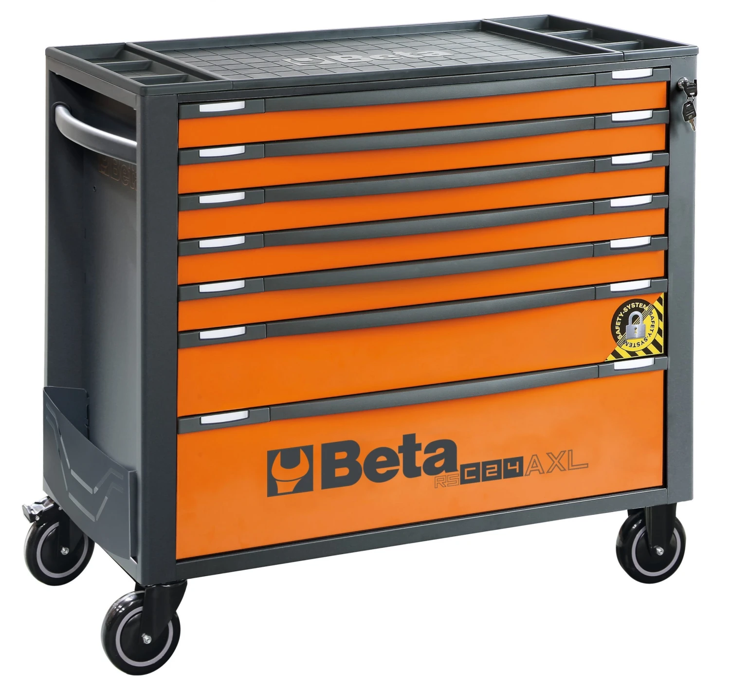Beta RSC24AXL/7-O 7 Drawer Extra Long Mobile Roller Cabinet With Anti-Tilt System - Orange 3 Beta RSC24AXL/7-O 7 Drawer Extra Long Mobile Roller Cabinet With Anti-Tilt System - Orange