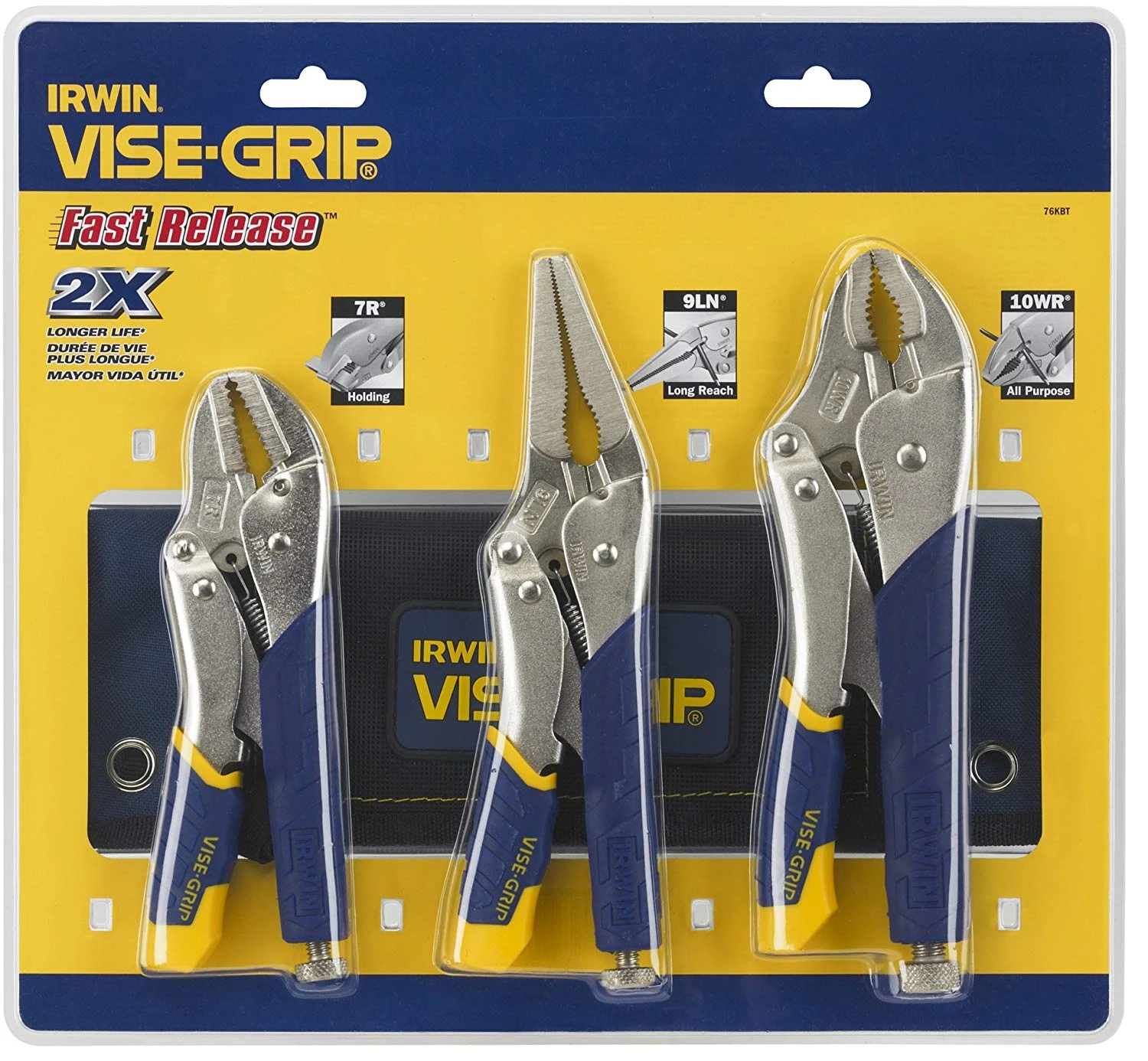 Irwin Vise-Grip T76KBT 3 Piece Quick Release Straight Jaw, Curved And Long Nose Locking Jaw Pliers 4 Irwin Vise-Grip T76KBT 3 Piece Quick Release Straight Jaw, Curved And Long Nose Locking Jaw Pliers - Image 2