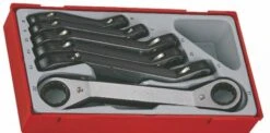 Teng TTRORS Ratcheting Offset Ring Spanner Set In Tool Box Tray