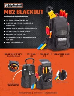 Veto Pro Pac MB2 BLACKOUT Meter Bag / Tool Pouch -Professional Quality Tool Store mb2 blackout final sell sheet webres
